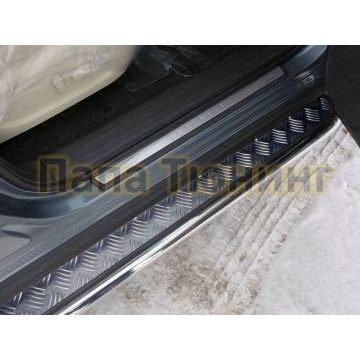 Пороги с площадкой алюминиевый лист 42 мм укороченные ТСС для Infiniti QX60 2016- Пороги с площадкой алюминиевый лист 42 мм укороченные ТСС для Infiniti QX60 2016-