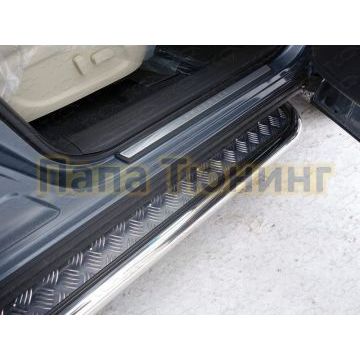 Пороги с площадкой алюминиевый лист 60 мм укороченные ТСС для Infiniti QX60 2016- Пороги с площадкой алюминиевый лист 60 мм укороченные ТСС для Infiniti QX60 2016-