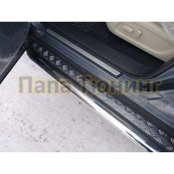 Пороги овал с площадкой алюминиевый лист 75х42 мм укороченные ТСС для Infiniti QX60 2016- Пороги овал с площадкой алюминиевый лист 75х42 мм укороченные ТСС для Infiniti QX60 2016-