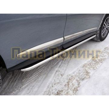 Пороги с площадкой нержавеющий лист 42 мм укороченные ТСС для Infiniti QX60 2016- Пороги с площадкой нержавеющий лист 42 мм укороченные ТСС для Infiniti QX60 2016-