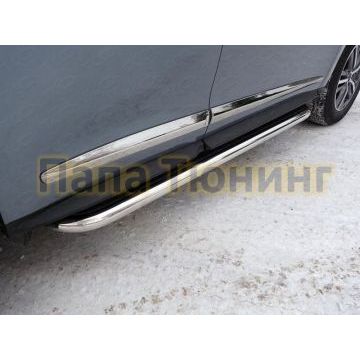 Пороги с площадкой нержавеющий лист 60 мм укороченные ТСС для Infiniti QX60 2016- Пороги с площадкой нержавеющий лист 60 мм укороченные ТСС для Infiniti QX60 2016-