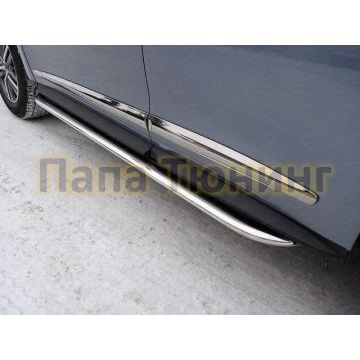 Пороги овал с площадкой нержавеющий лист 75х42 мм укороченные ТСС для Infiniti QX60 2016- Пороги овал с площадкой нержавеющий лист 75х42 мм укороченные ТСС для Infiniti QX60 2016-