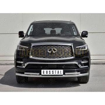 Защита передняя двойная d57-d42 секции для Infiniti QX80 2018- Защита передняя двойная d57-d42 секции для Infiniti QX80 2018-