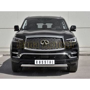 Защита передняя овальная 75х42 мм дуга для Infiniti QX80 2018- Защита передняя овальная 75х42 мм дуга для Infiniti QX80 2018-