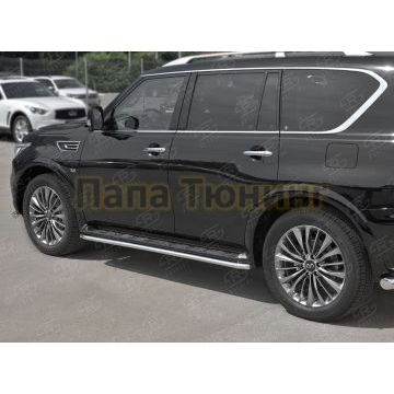 Защита штатных порогов d42 секции для Infiniti QX80 2018-