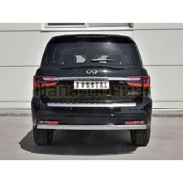 Защита заднего бампера овальная 75х42 мм дуга для Infiniti QX80 2018- Защита заднего бампера овальная 75х42 мм дуга для Infiniti QX80 2018-