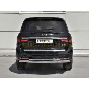 Защита заднего бампера двойная дуга d76-d42 для Infiniti QX80 2018- Защита заднего бампера двойная дуга d76-d42 для Infiniti QX80 2018-