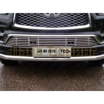 Накладка решетки радиатора 12 мм для авто без круиза ТСС для Infiniti QX80 2018-2019 Накладка решетки радиатора 12 мм для авто без круиза ТСС для Infiniti QX80 2018-2019