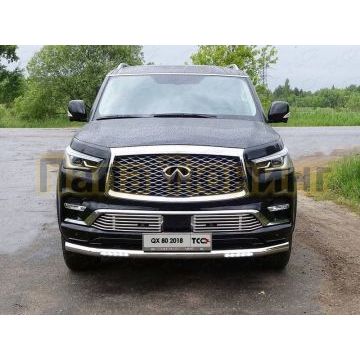 Защита переднего бампера с ДХО 76 мм ТСС для Infiniti QX80 2018-