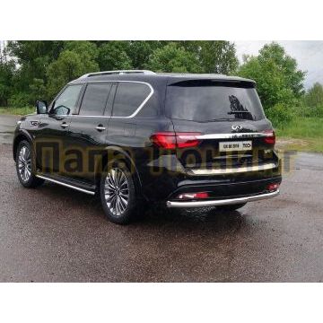 Защита заднего бампера 76 мм ТСС для Infiniti QX80 2018-