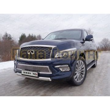 Защита передняя овальная 75-42 мм ТСС для Infiniti QX80 2014-2018 Защита передняя овальная 75-42 мм ТСС для Infiniti QX80 2014-2018