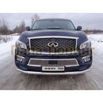 Защита переднего бампера с ДХО 76 мм ТСС для Infiniti QX80 2014-2018 Защита переднего бампера с ДХО 76 мм ТСС для Infiniti QX80 2014-2018