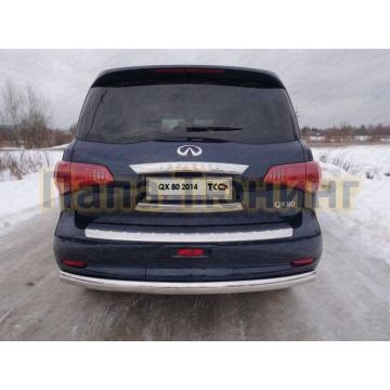 Защита заднего бампера овальная 75х42 мм ТСС для Infiniti QX80 2014-2018 Защита заднего бампера овальная 75х42 мм ТСС для Infiniti QX80 2014-2018