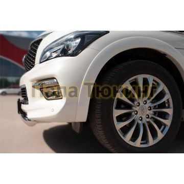 Защита переднего бампера центральная d76 РусСталь для Infiniti QX80 2014-2018