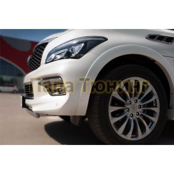 Защита передняя овальная 75х42 мм дуга РусСталь для Infiniti QX80 2014-2018