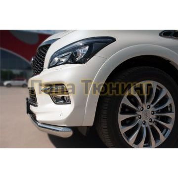 Защита переднего бампера d76 РусСталь для Infiniti QX80 2014-2018
