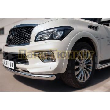 Защита переднего бампера d76 РусСталь для Infiniti QX80 2014-2018