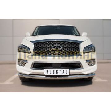 Защита переднего бампера d76 РусСталь для Infiniti QX80 2014-2018