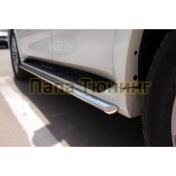 Защита штатных порогов d42 РусСталь для Infiniti QX80 2014-2018