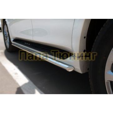 Защита штатных порогов d42 укороченная РусСталь для Infiniti QX80 2014-2018