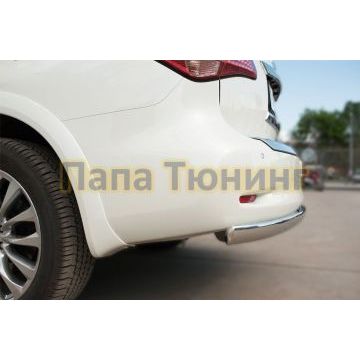 Защита заднего бампера овальная 75х42 мм РусСталь для Infiniti QX80 2014-2018
