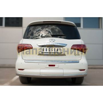Защита заднего бампера овальная 75х42 мм РусСталь для Infiniti QX80 2014-2018