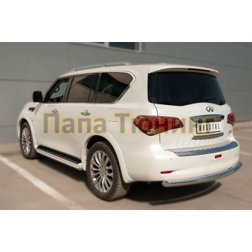 Защита заднего бампера d76 РусСталь для Infiniti QX80 2014-2018