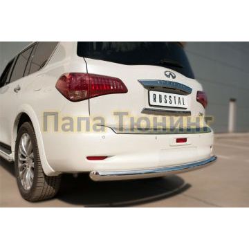 Защита заднего бампера d76 РусСталь для Infiniti QX80 2014-2018