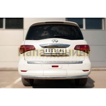 Защита заднего бампера d76 РусСталь для Infiniti QX80 2014-2018