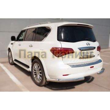 Защита задняя уголки d76 РусСталь для Infiniti QX80 2014-2018