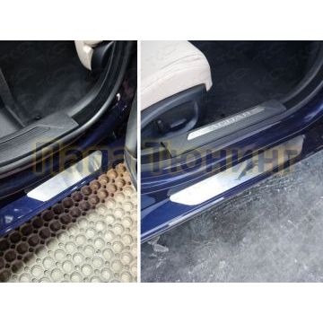 Накладки на пороги с надписью Jaguar шлифованный лист ТСС для Jaguar XE 2015-