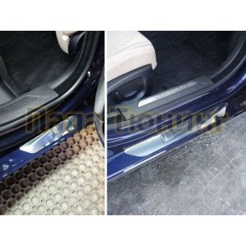 Накладки на пороги зеркальный лист ТСС для Jaguar XE 2015-