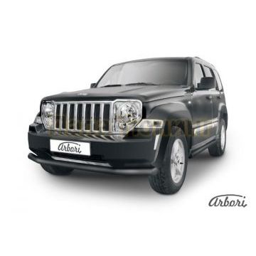 Защита переднего бампера чёрная сталь 76 мм Slitkoff для Jeep Cherokee KK 2007-2013