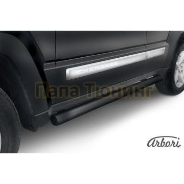 Защита штатных порогов чёрная сталь труба 76 мм Slitkoff для Jeep Cherokee KK 2007-2013 Защита штатных порогов чёрная сталь труба 76 мм Slitkoff для Jeep Cherokee KK 2007-2013