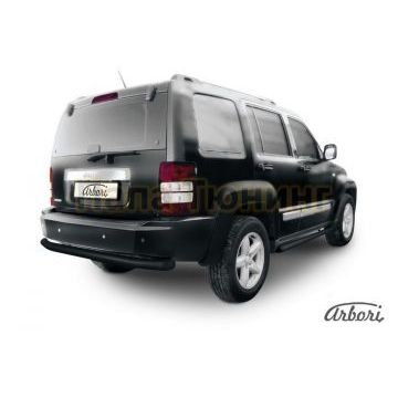 Защита заднего бампера чёрная сталь 76 мм Slitkoff для Jeep Cherokee KK 2007-2013