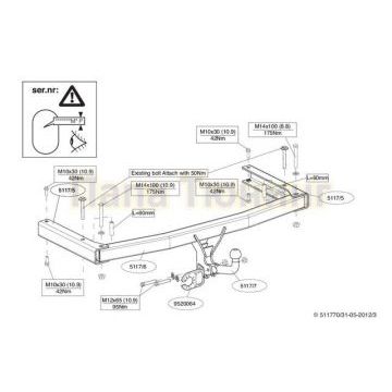 Фаркоп Brink шар A на седан и универсал для Audi A6 2004-2010