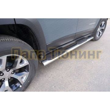Пороги труба овальная с накладками 120-60 мм ТСС для Jeep Cherokee Trailhawk 2014-