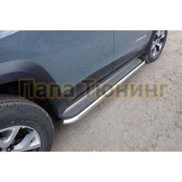 Пороги с площадкой нержавеющий лист 60 мм ТСС для Jeep Cherokee Trailhawk 2014-