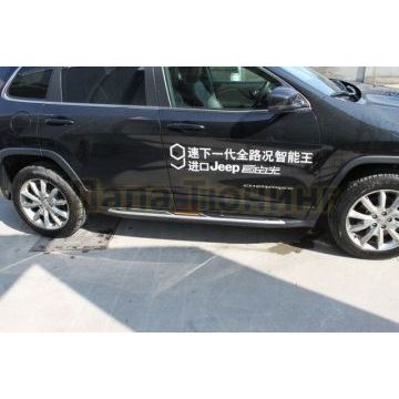Пороги алюминиевые серебристые с логотипом OEM Tuning для Jeep Cherokee 2014-2018