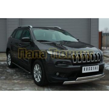 Пороги труба овальная с проступью 75х42 мм РусСталь для Jeep Cherokee 2014-2018