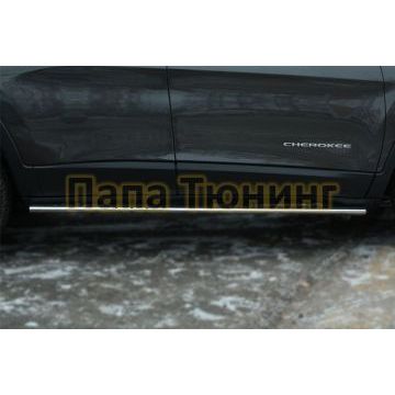 Пороги труба овальная с проступью 75х42 мм РусСталь для Jeep Cherokee 2014-2018