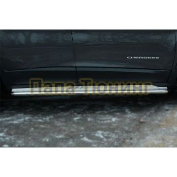 Пороги с площадкой алюминиевый лист d42 РусСталь для Jeep Cherokee 2014-2018