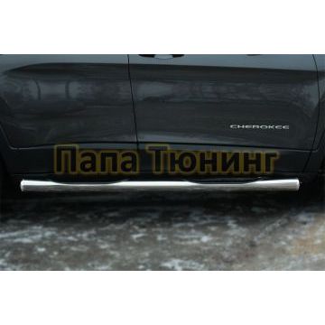 Пороги труба с накладками d76 вариант 3 РусСталь для Jeep Cherokee 2014-2018