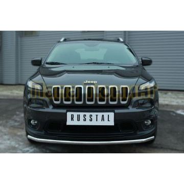 Защита переднего бампера d42 РусСталь для Jeep Cherokee 2014-2018
