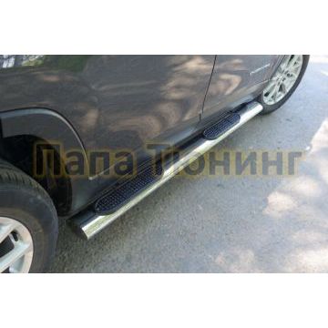 Пороги труба овальная с накладками 120х60 мм ТСС для Jeep Cherokee 2014- Пороги труба овальная с накладками 120х60 мм ТСС для Jeep Cherokee 2014-