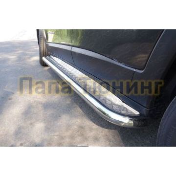 Пороги с площадкой алюминиевый лист 60 мм ТСС для Jeep Cherokee 2014- Пороги с площадкой алюминиевый лист 60 мм ТСС для Jeep Cherokee 2014-