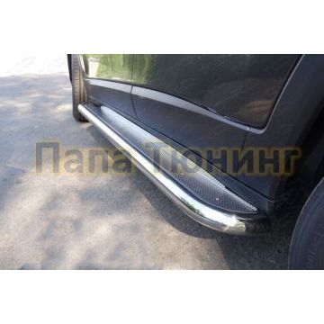 Пороги с площадкой нержавеющий лист 60 мм ТСС для Jeep Cherokee 2014- Пороги с площадкой нержавеющий лист 60 мм ТСС для Jeep Cherokee 2014-