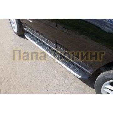 Пороги алюминиевые ТСС с накладкой для Jeep Compass 2013-