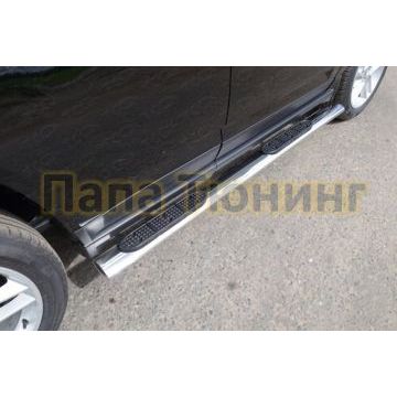 Пороги труба овальная с накладками 120-60 мм ТСС для Jeep Compass 2013-