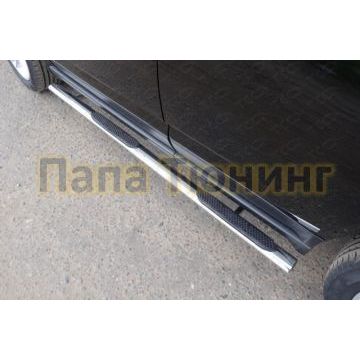 Пороги труба овальная с накладками 75-42 мм ТСС для Jeep Compass 2013-